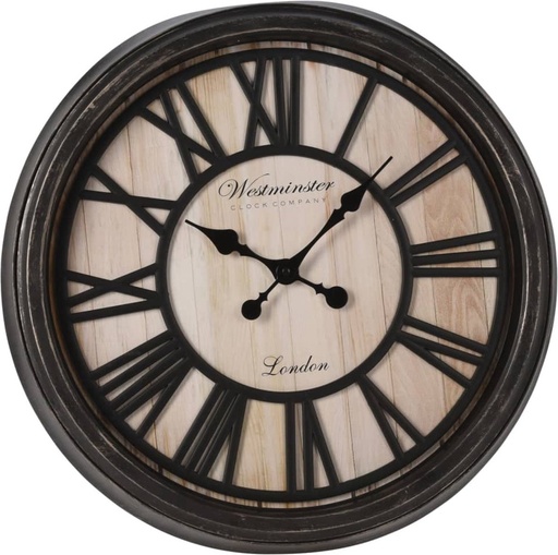 [Horloge murale London] Horloge murale London chiffres romains noir et naturel